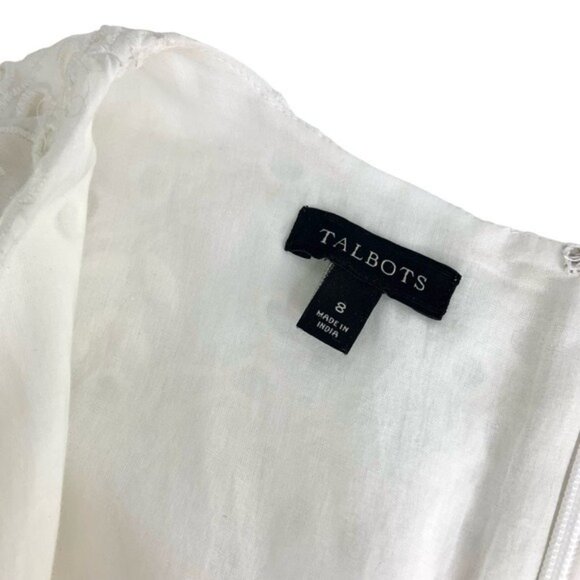 Talbots White Eyelet Belted Midi Wrap Dress - Picture 4 of 9